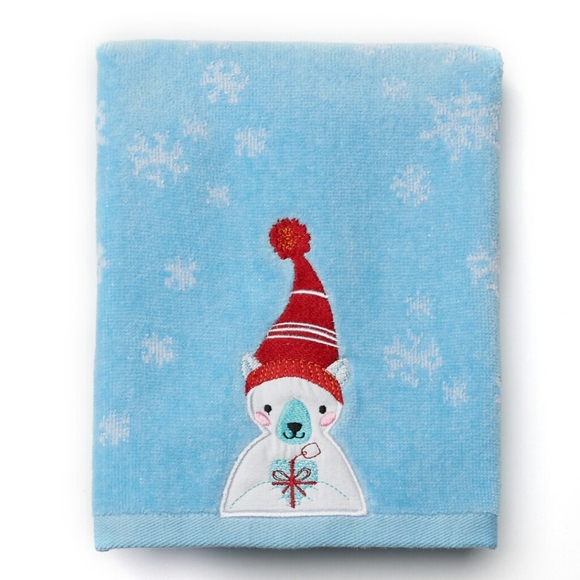 NWT Polar Bear Hand Towel w/ Snowflakes - Picture 1 of 1